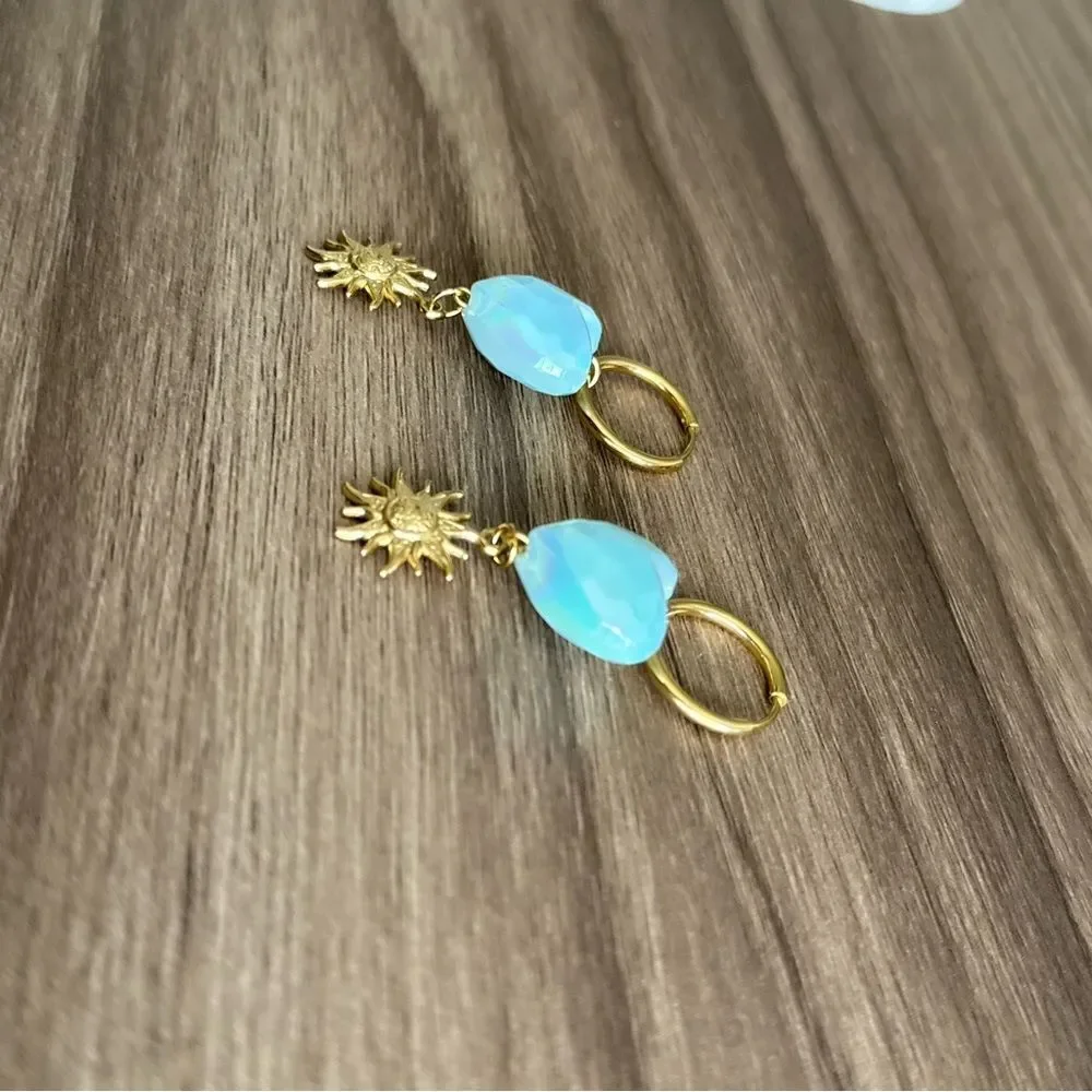 Heart Sun Dangle Earrings Q935